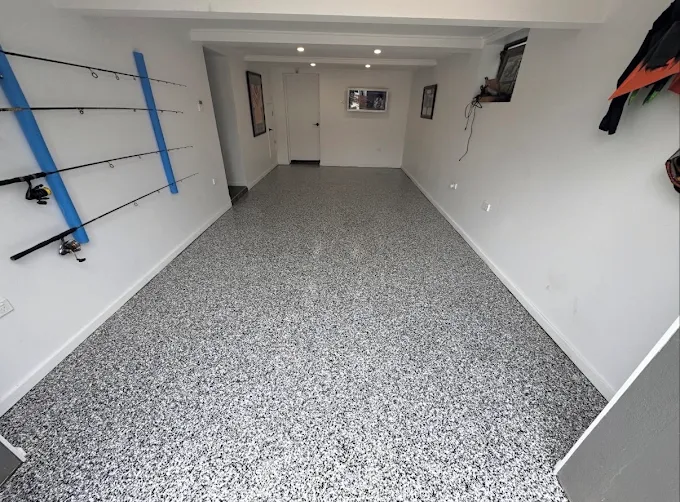 Long single garage